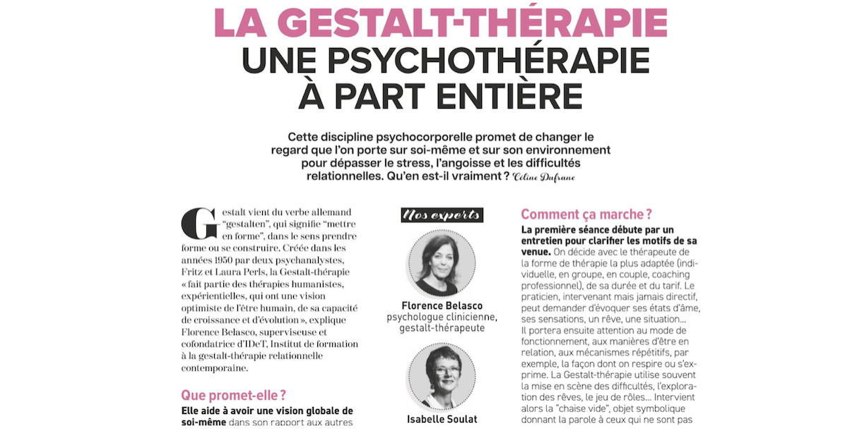 La Gestalt vue par SANTÉ MAGAZINE Institut de Développement du Thérapeute — free download